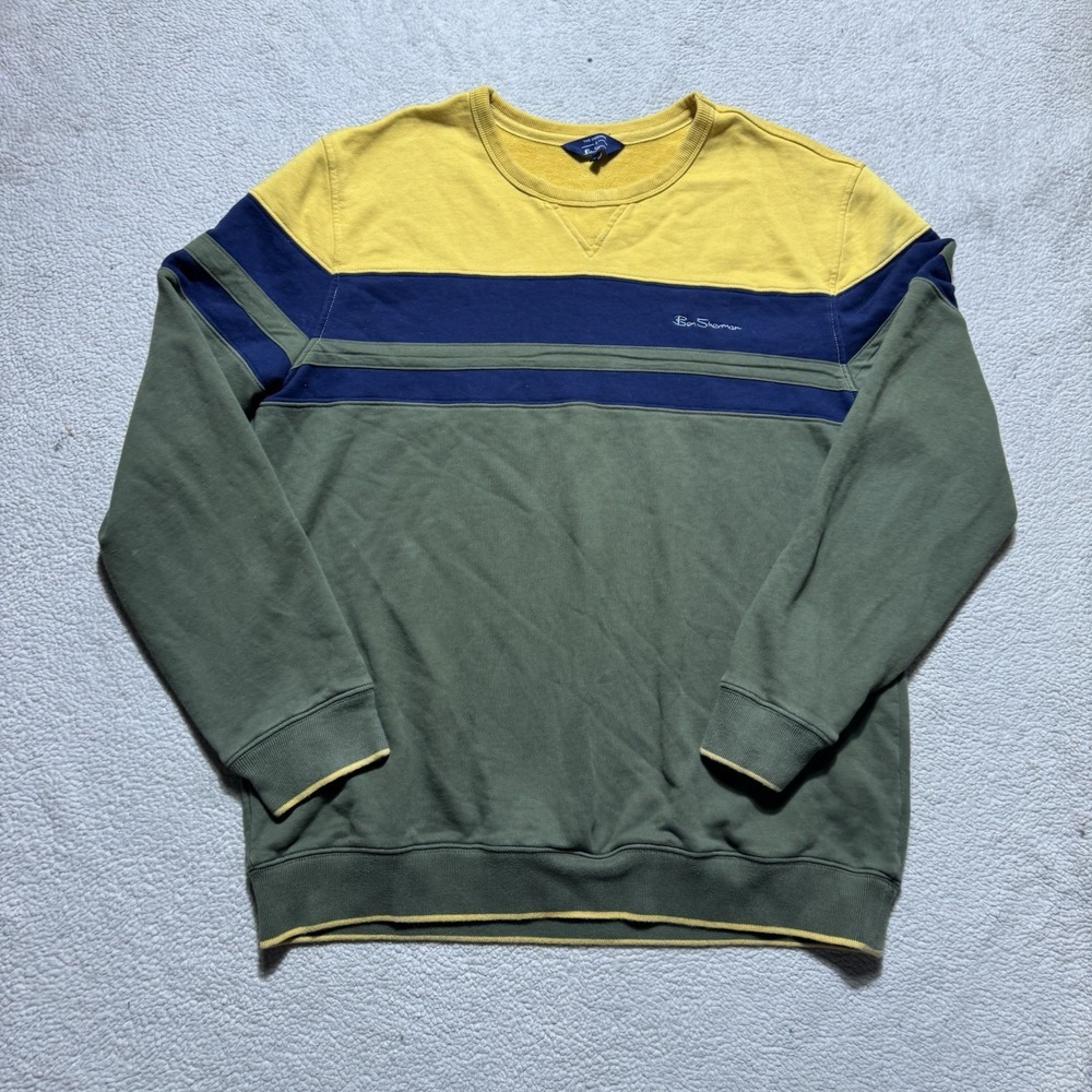 Ben Sherman Sweatshirt Mens XL Chest Stripe Colorblock Crew Neck Pullover Top